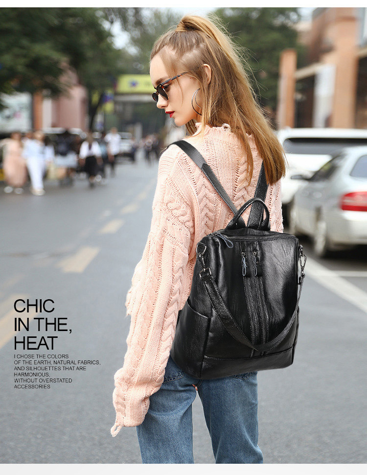 Women Bags Medium Size - Sac à dos d'école en cuir